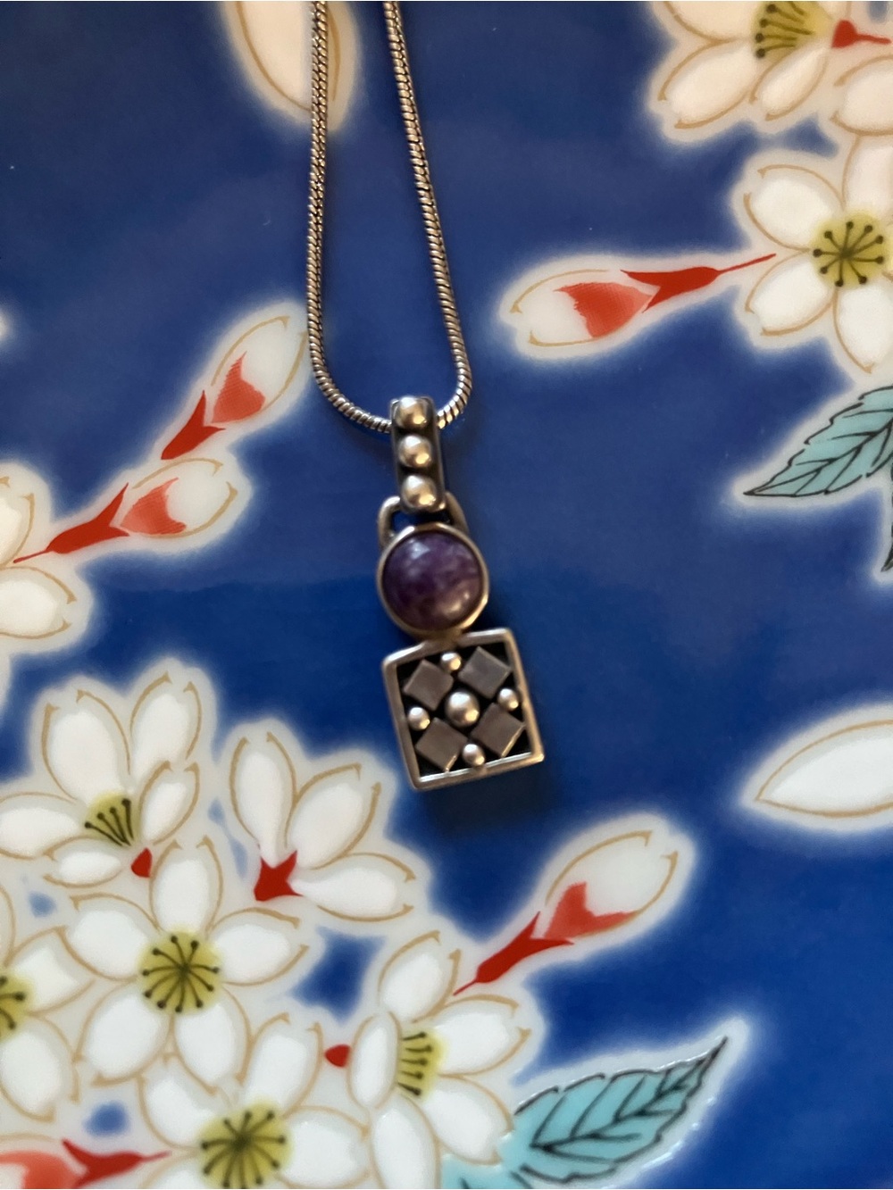 Sterling Silver Amethyst Pendant Necklace - Purple